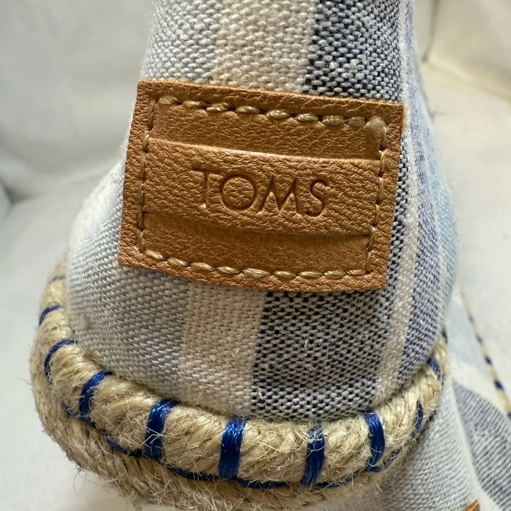 TOMS - WOMENS ALPARGATA ROPE ESPADRILLE Blue and Cream Espadrille Flats